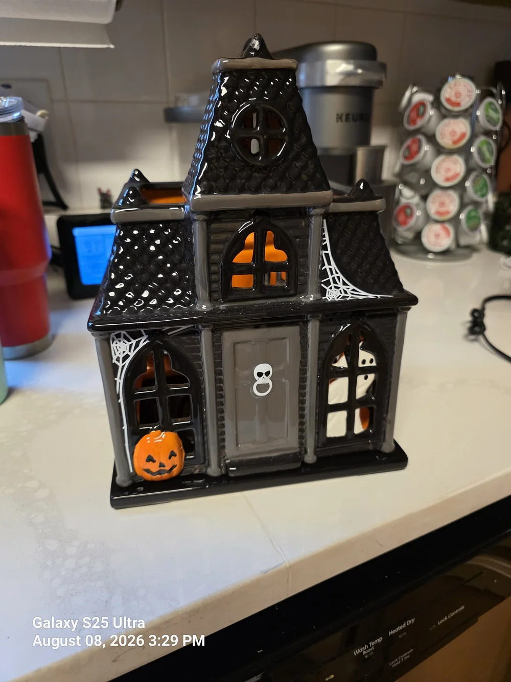BBW 2010 Spooky Ceramic Haunted House Halloween Décor - Gray and Black